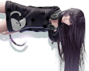 Картинка аниме музыка хвост брюнетка девушка волосы арт lepus