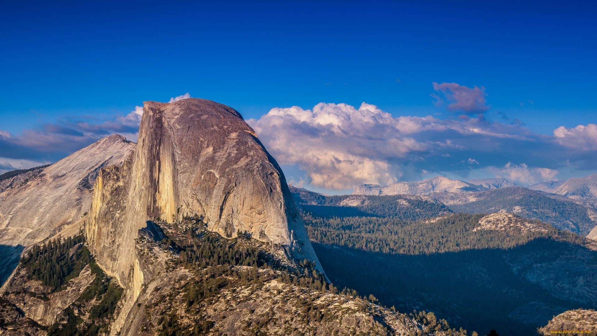 природа, горы, национальный, парк, yosemite, national, park, йосемитский, облака, лес, сше