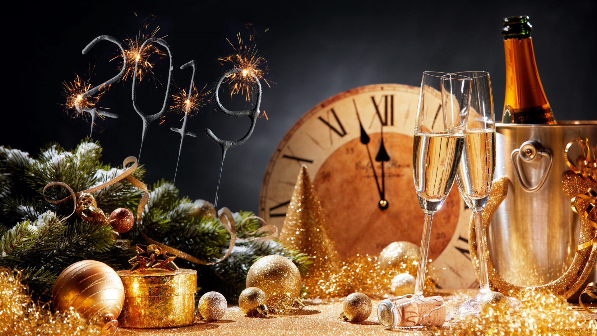 праздничные, -, разное, , новый, год, шампанское, часы