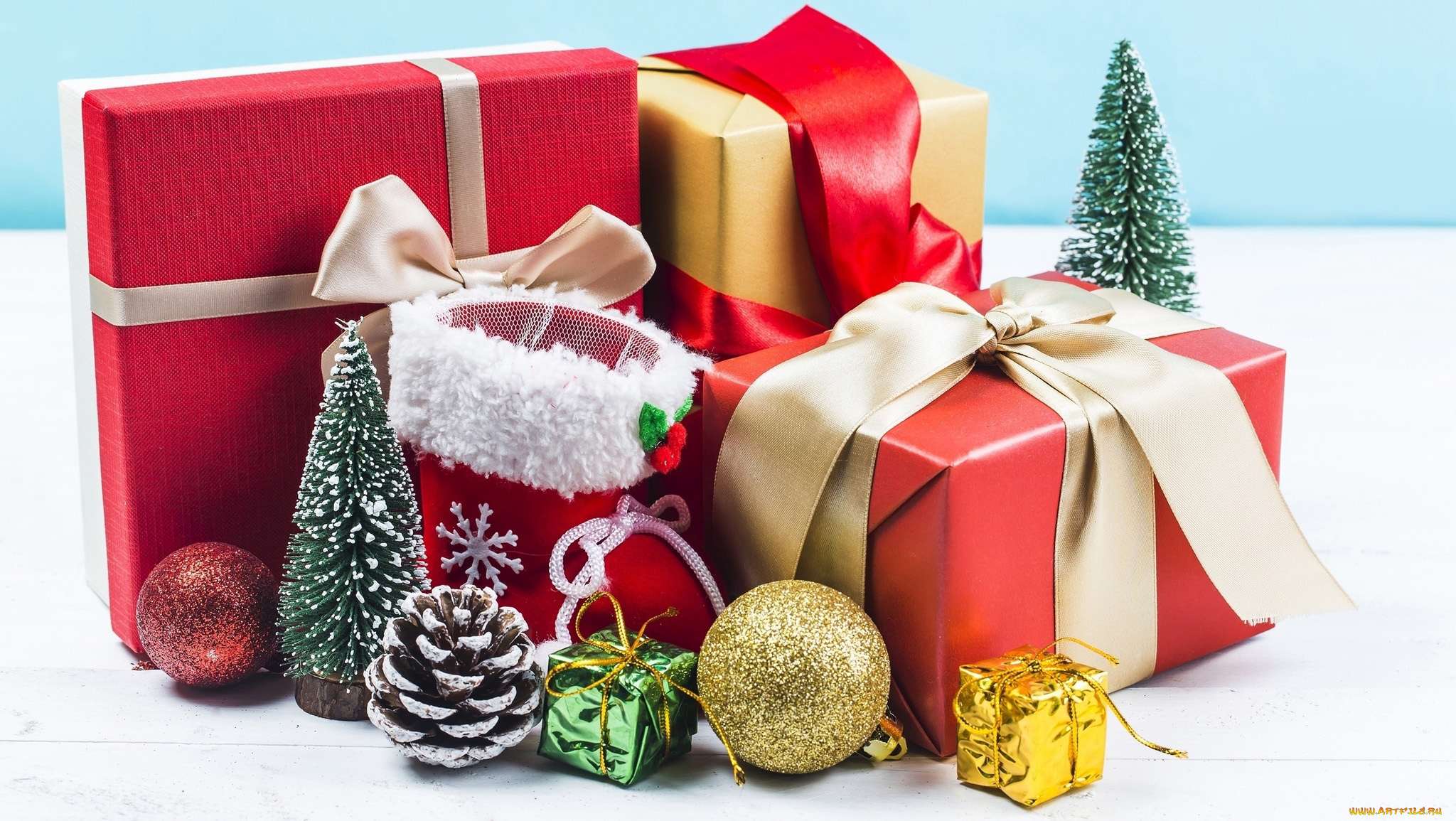 праздничные, подарки, и, коробочки, шарики, подарки