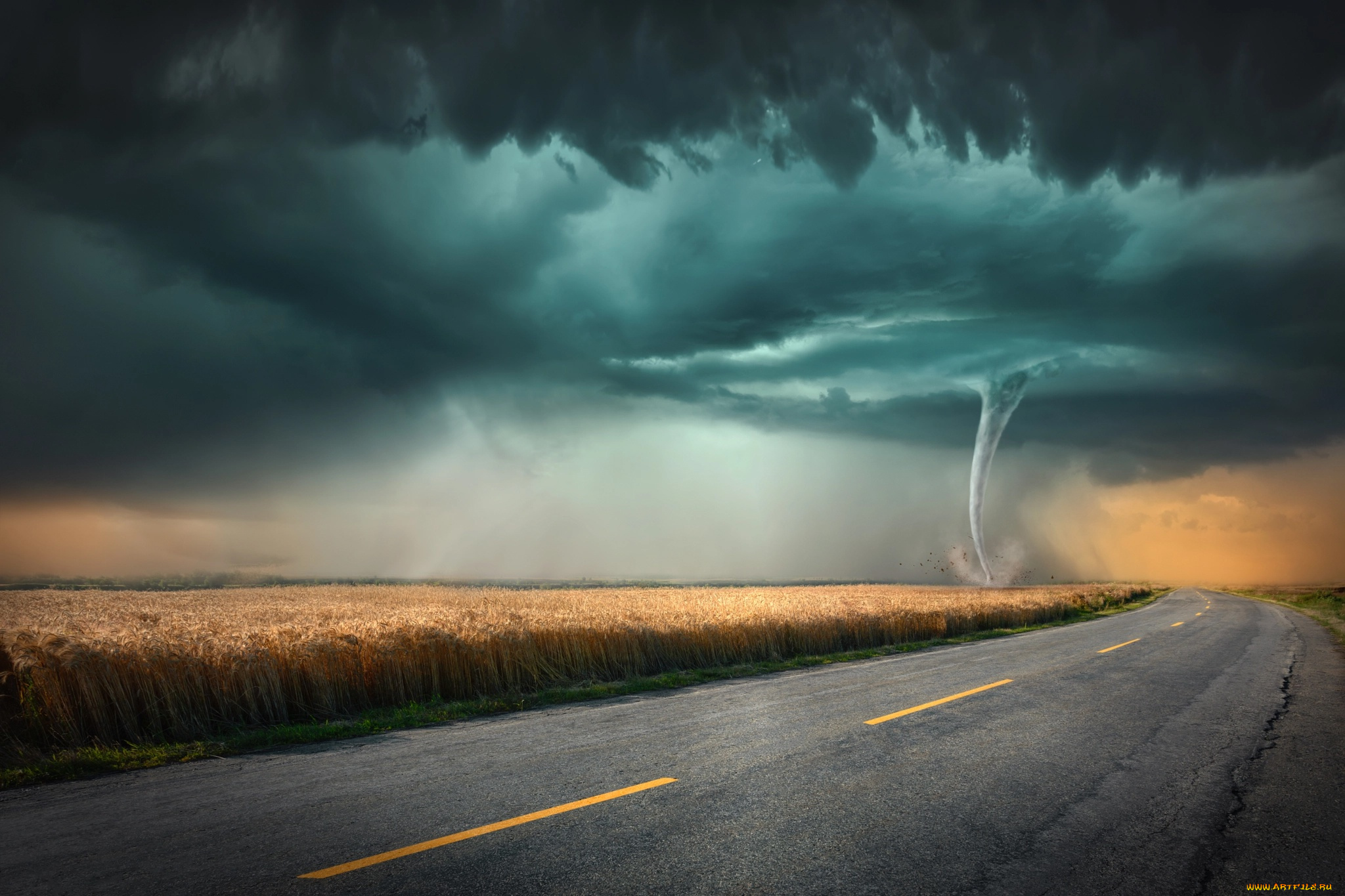 природа, стихия, торнадо, смерч, буря, небо, горизонт, ветер, ураган, бедствие, облака, непогода, дождь, ливень, чёрные