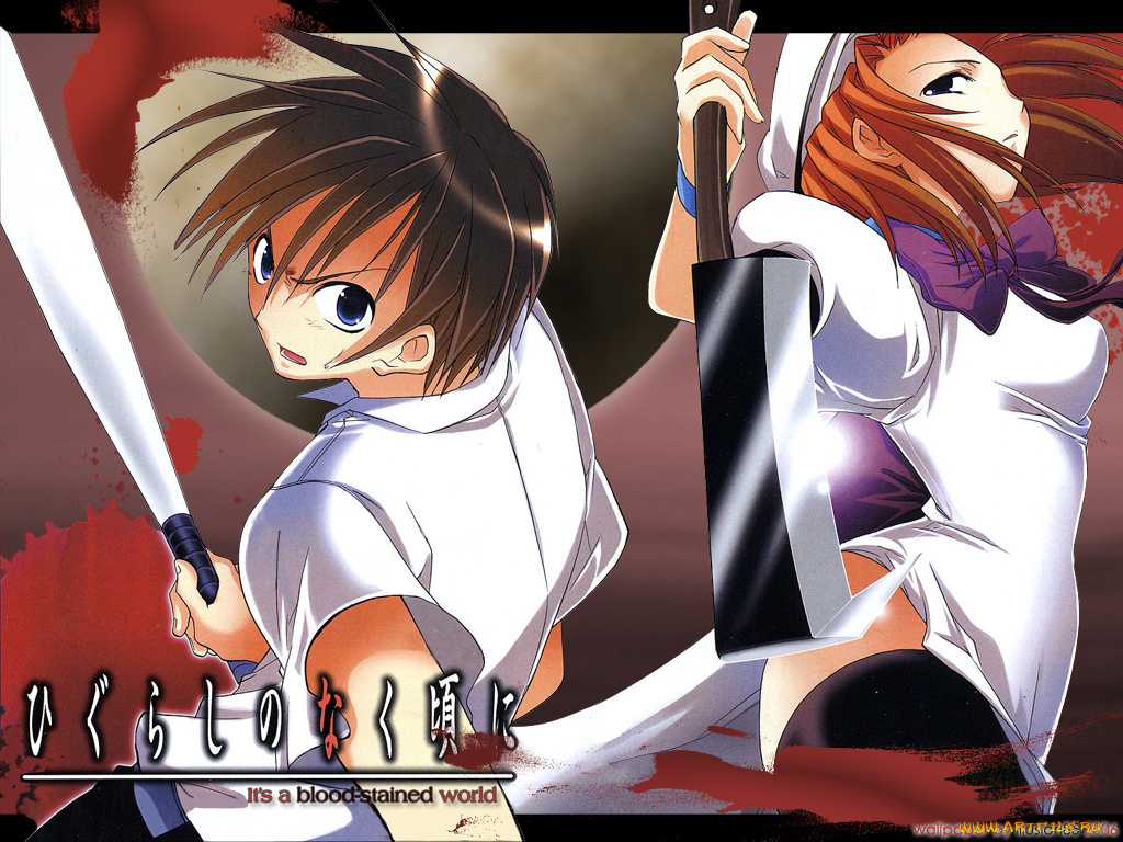 аниме, higurashi, no, naku, koro, ni, ryuuguu, rena, maebara, keiichi