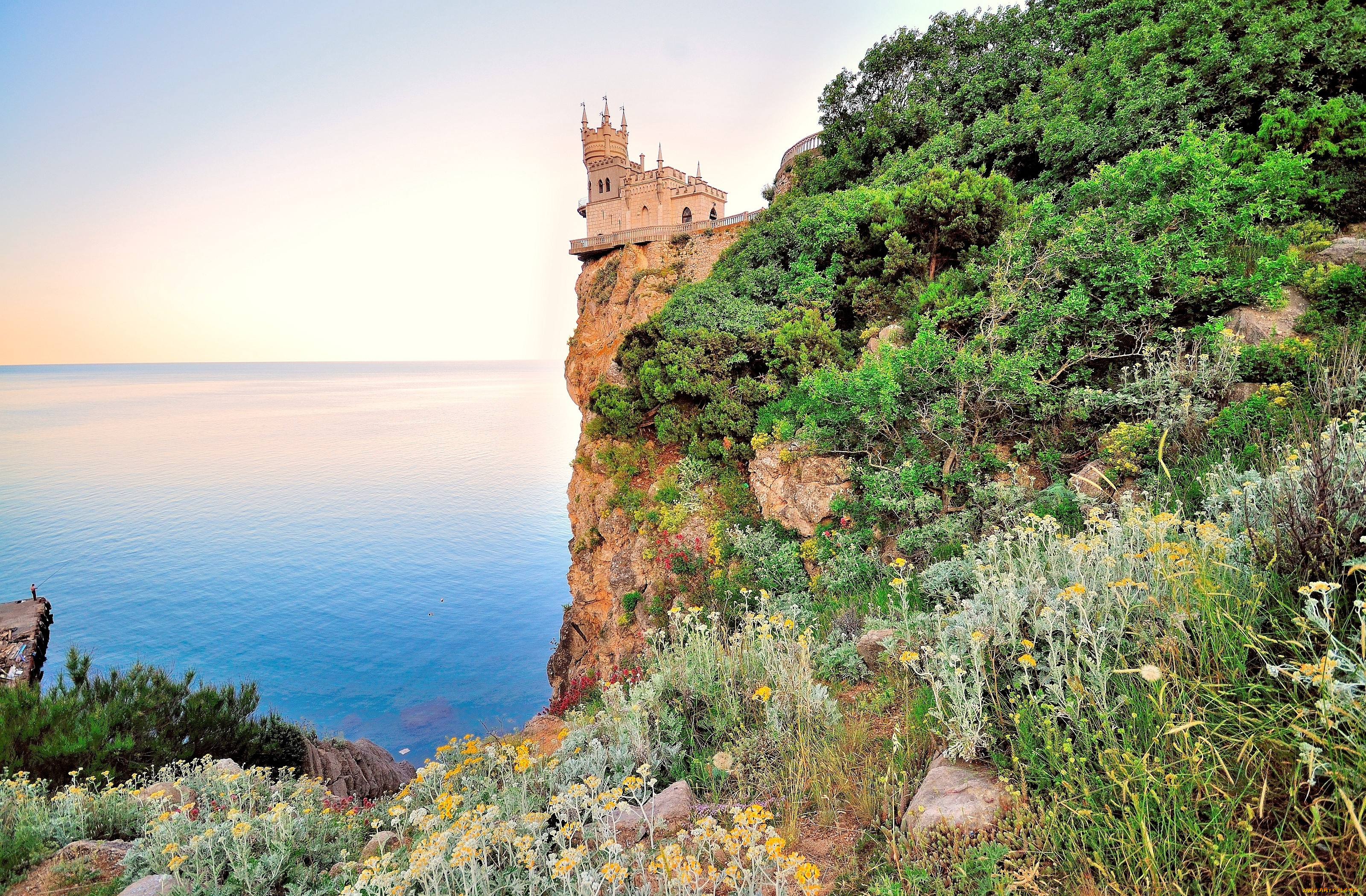 ласточкино, гнездо, Ялта, города, украина, море, утес, замок