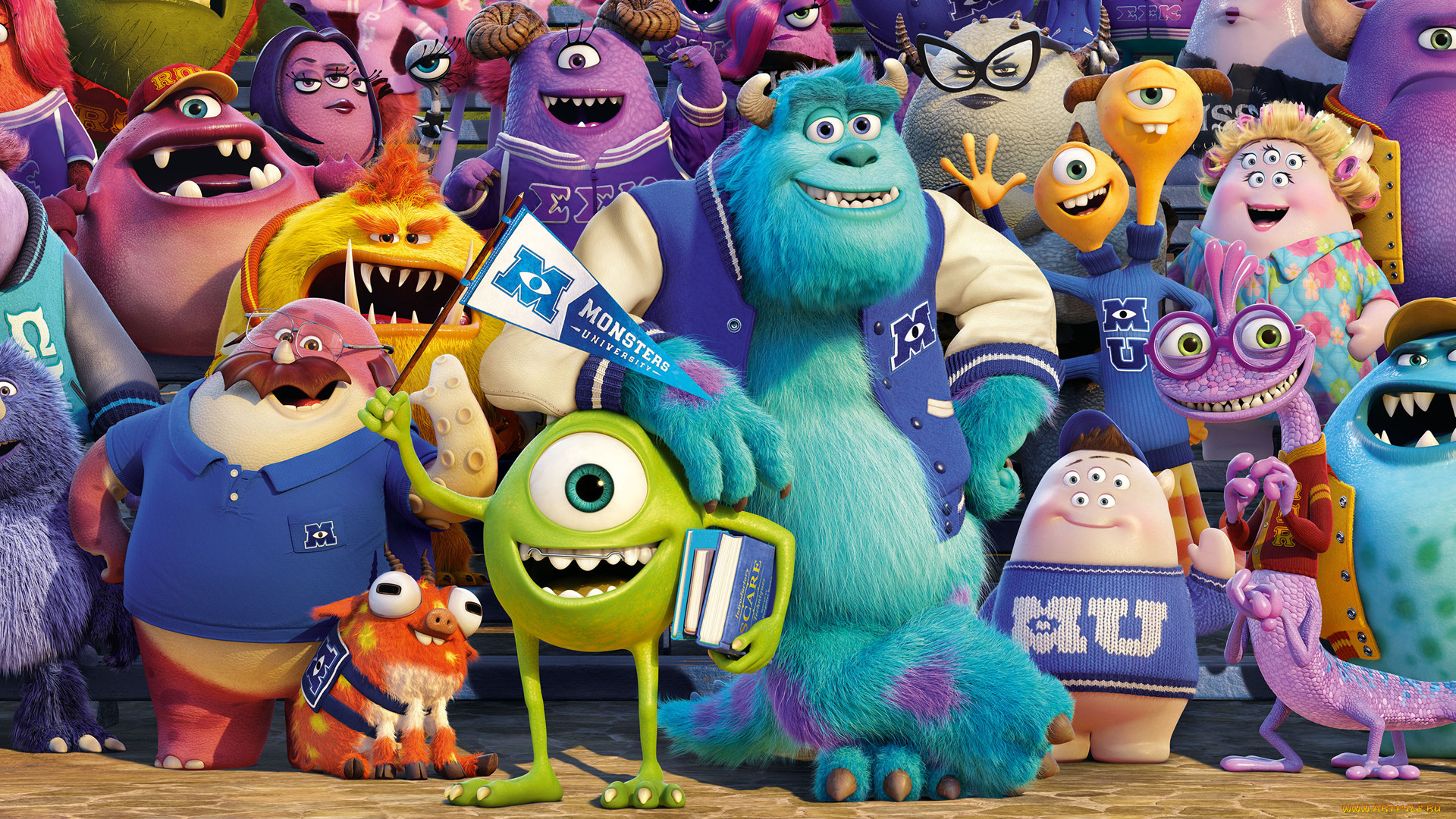 мультфильмы, monsters, university, персонажи