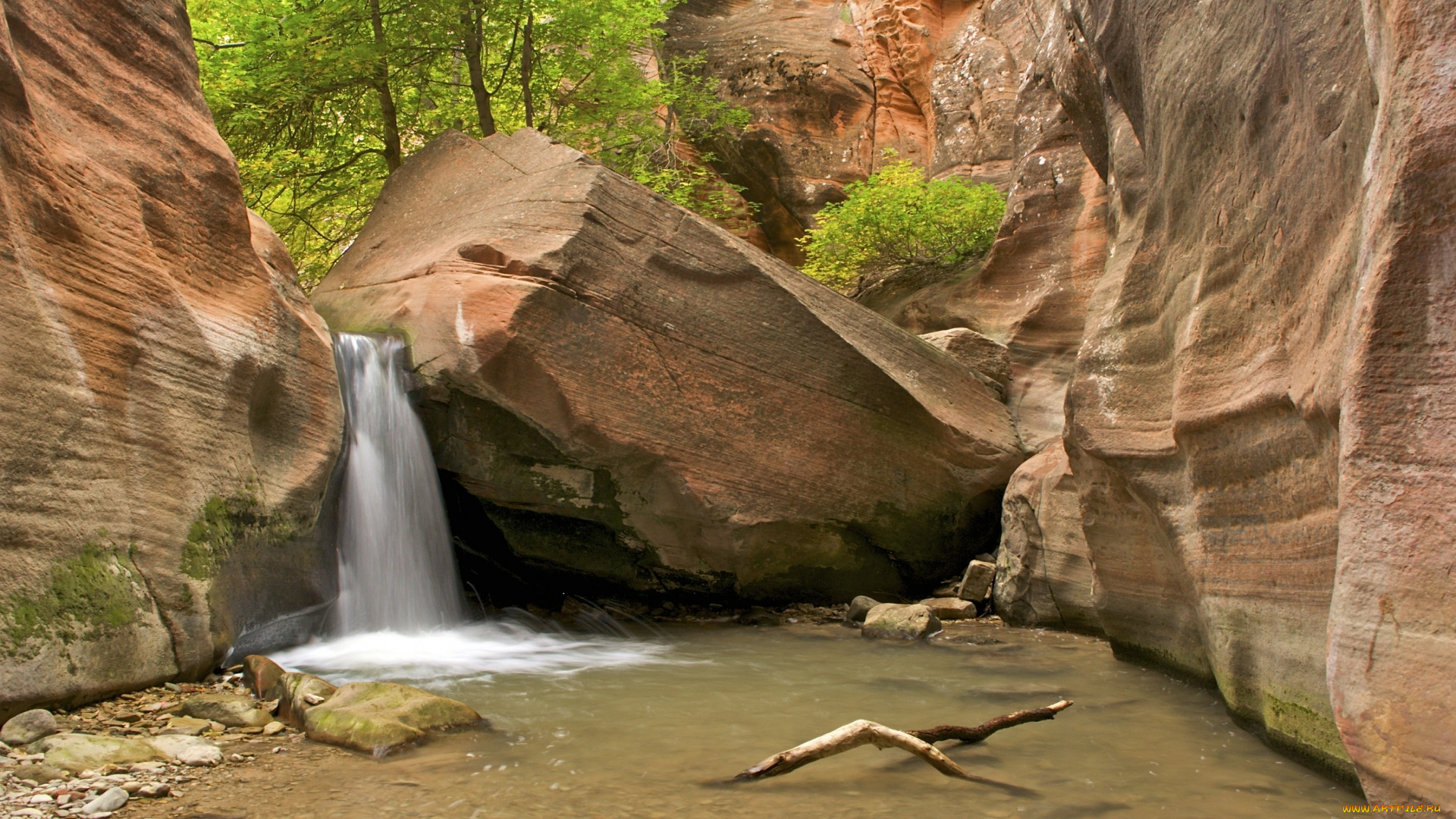 природа, водопады, поток, камни