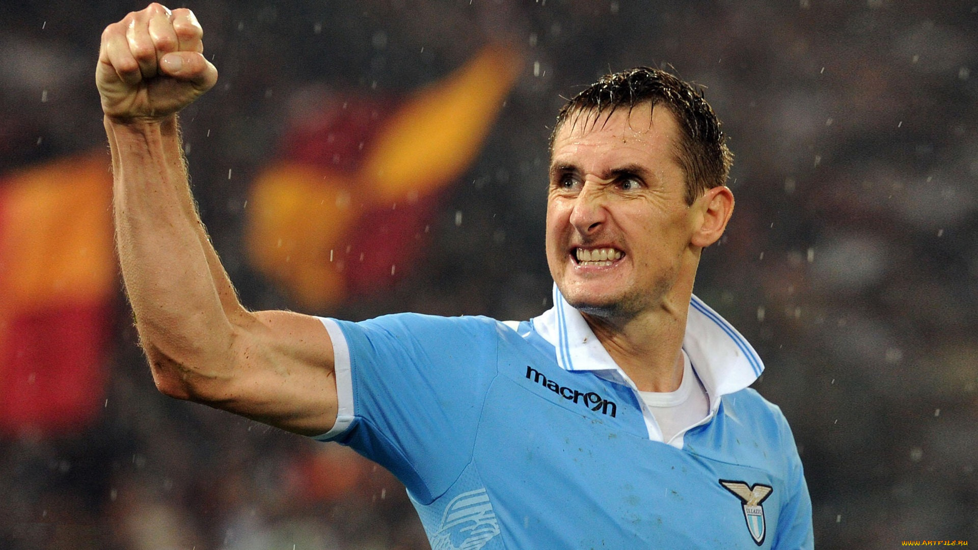 спорт, футбол, miroslav, klose, спортсмен, lazio, дождь, жест