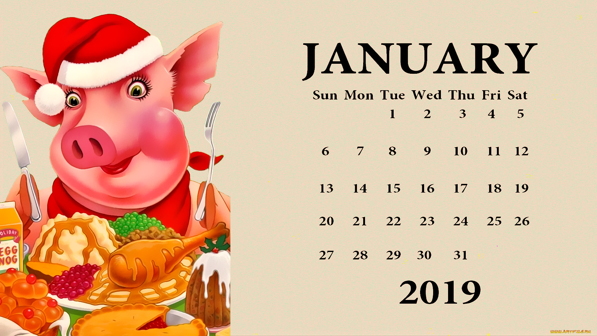 календари, праздники, , салюты, поросенок, еда, шапка, свинья, нож, вилка
