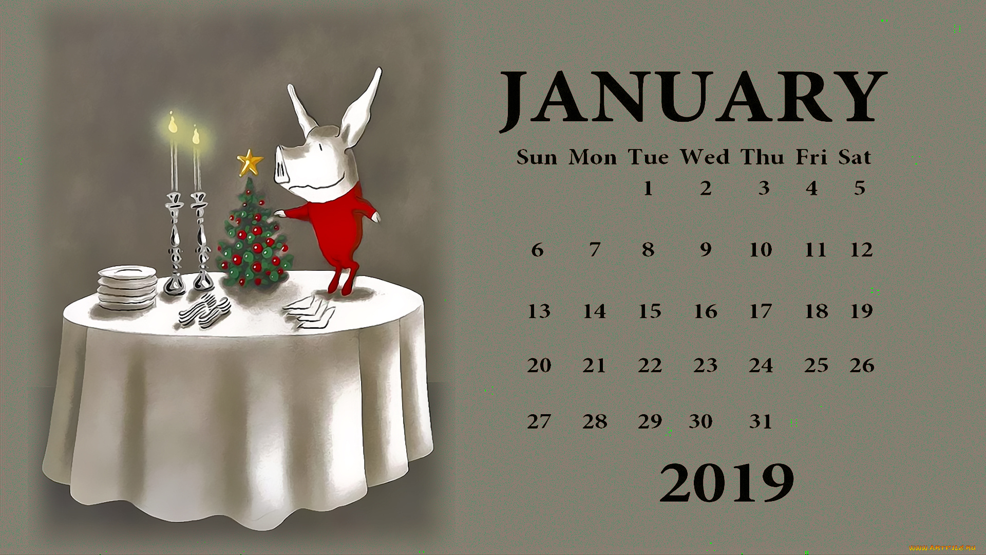 календари, праздники, , салюты, свинья, свеча, поросенок, стол, посуда, елка