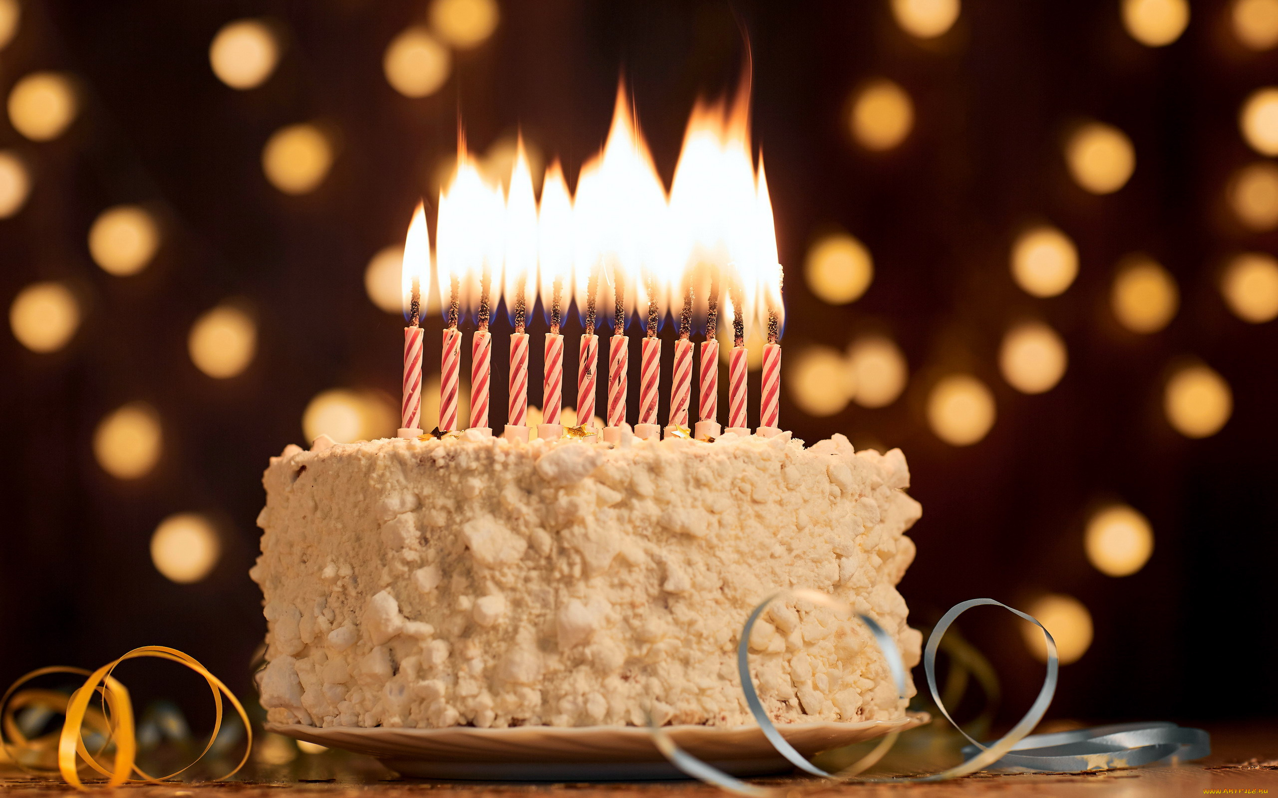 праздничные, день, рождения, свечи, торт