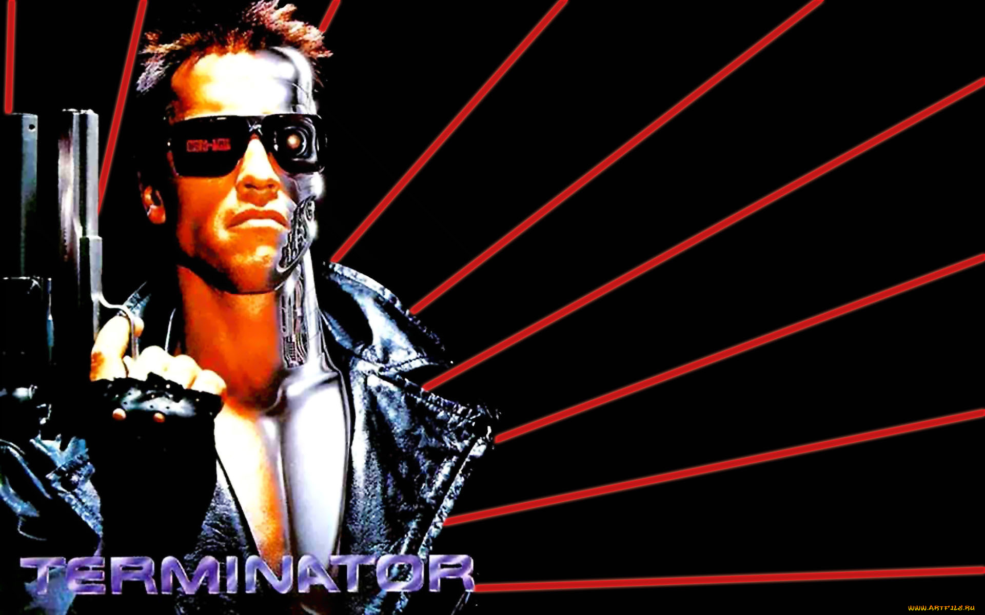 кино, фильмы, terminator, терминатор, пистолет, перчатка, куртка