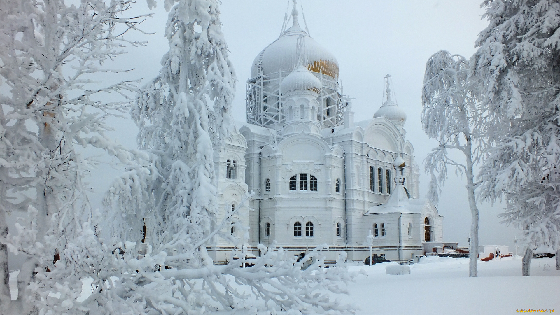 белогорский, свято-николаевский, мужской, города, -, православные, церкви, , монастыри, зима, храм, церковь, снег, деревья