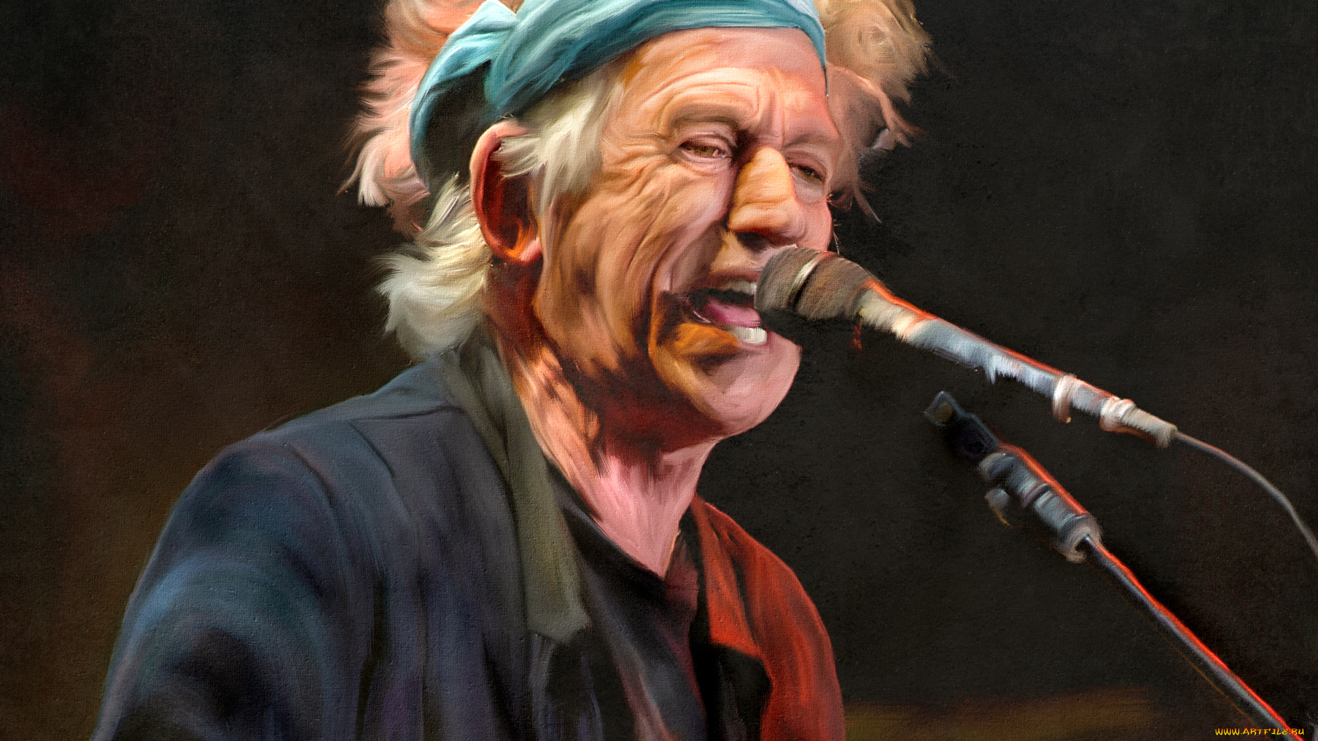 рисованные, люди, микрофон, гитарист, the, rolling, stones, keith, richards, текстура