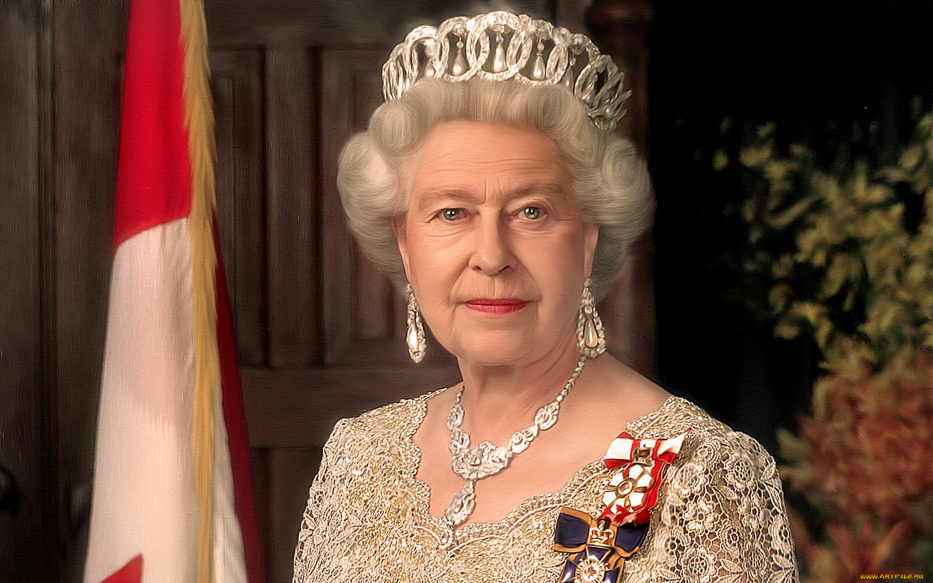 queen, elizabeth, ii, рисованные, люди, queen, elizabeth, ii, портрет, флаг, королева, елизавета, корона, ордена