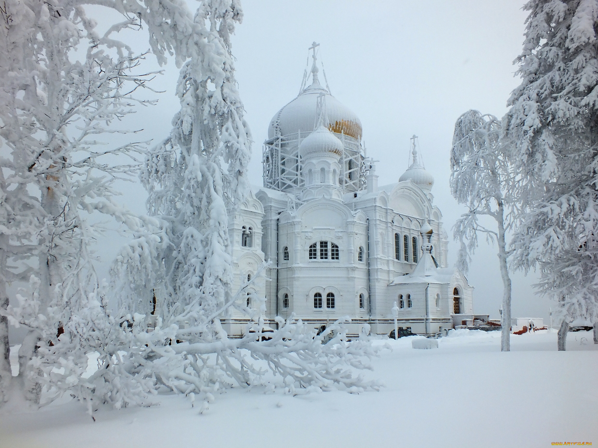 белогорский, свято-николаевский, мужской, города, -, православные, церкви, , монастыри, зима, храм, церковь, снег, деревья