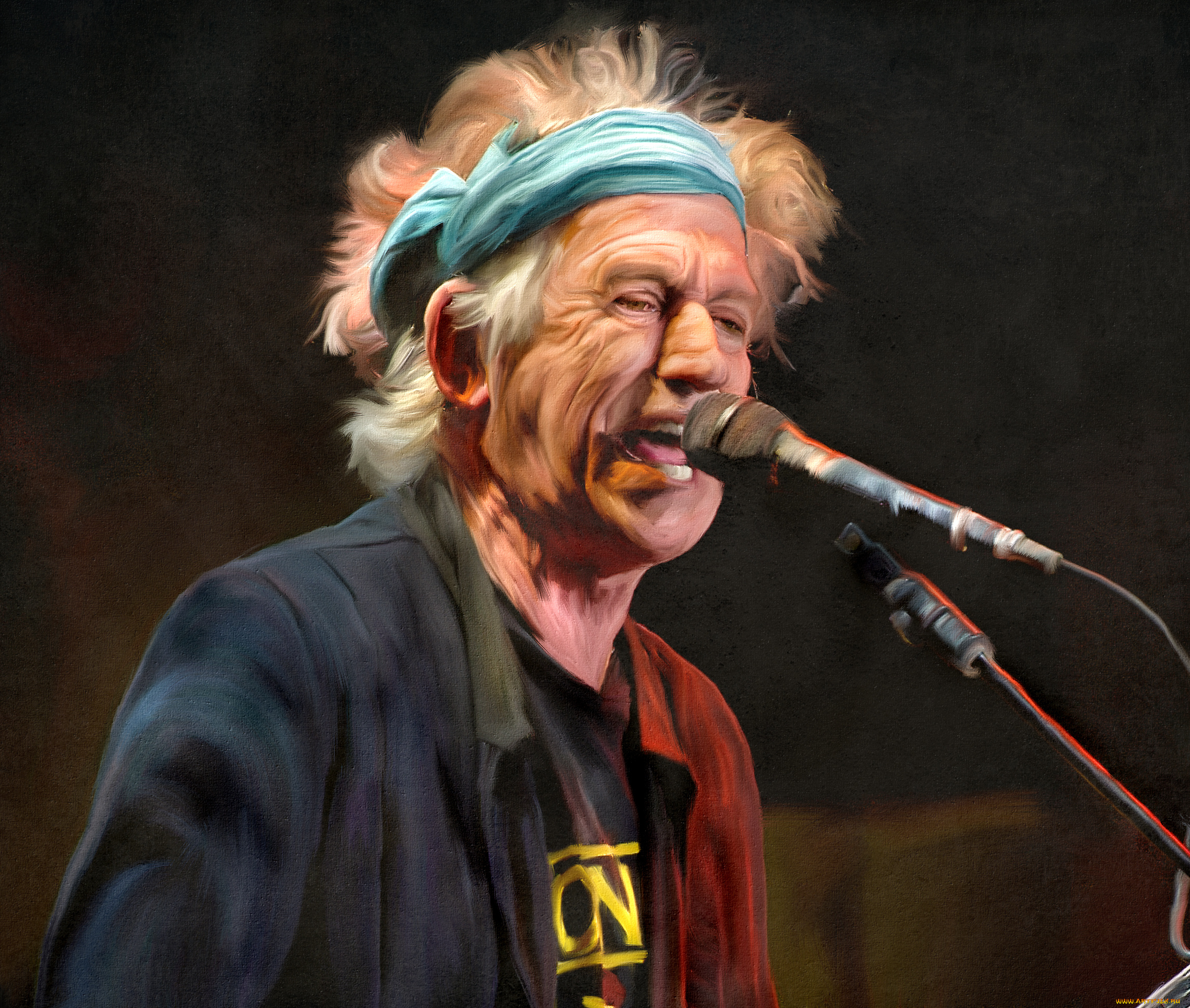 рисованные, люди, микрофон, гитарист, the, rolling, stones, keith, richards, текстура