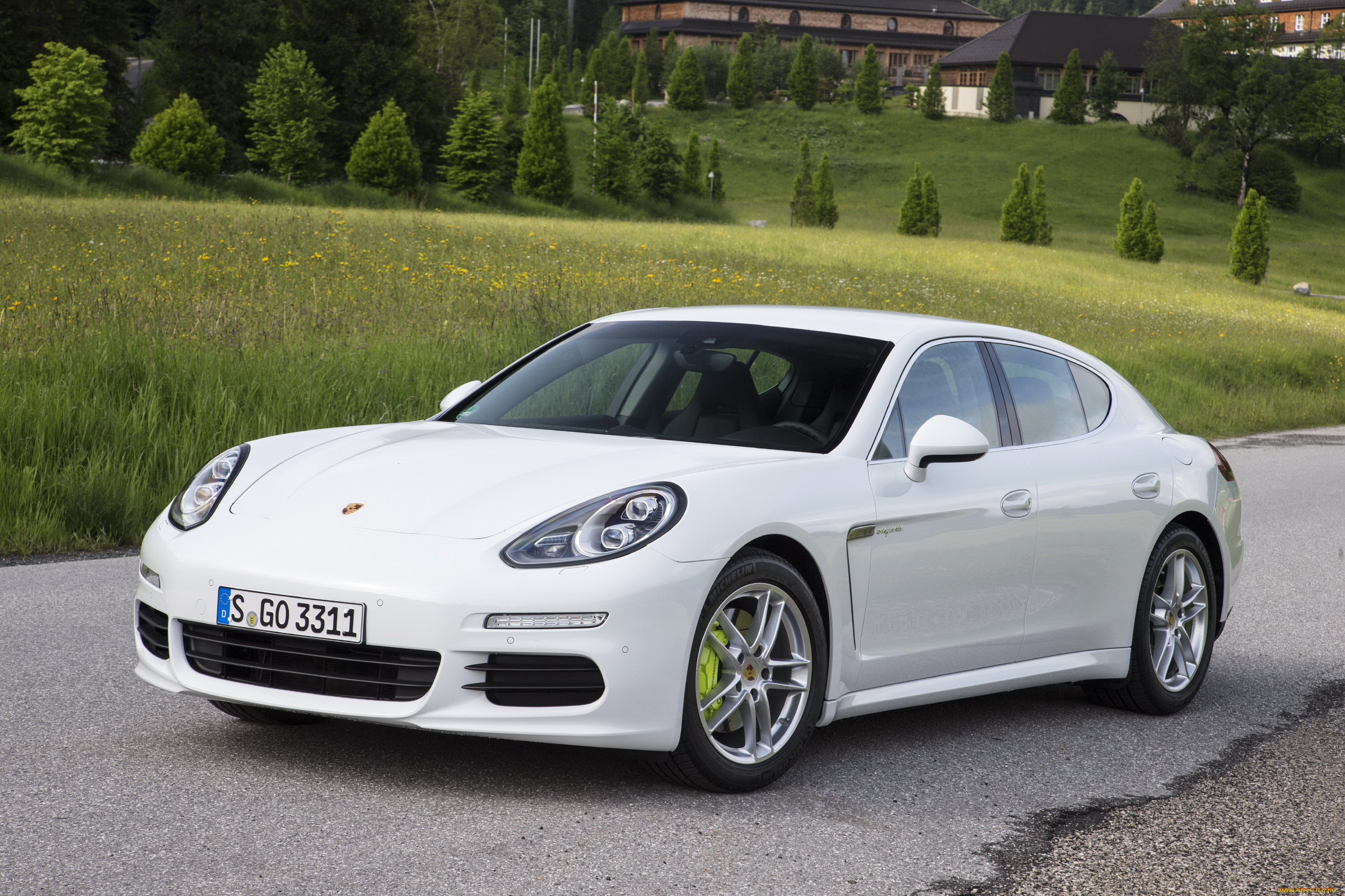 2014, porsche, panamera, s, e-, hybrid, автомобили, porsche, белый, panamera, дорога