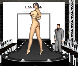 Картинка 3д+графика люди+ people девушка взгляд подиум фон мужчина