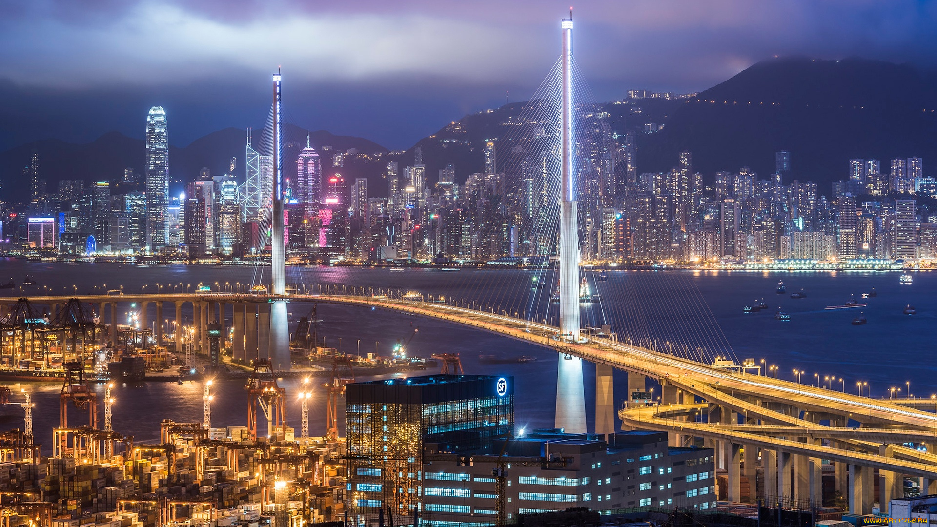 Время в гонконге. Мост в Гонконге. Городские мосты Гонконг. Мост Стоункаттерс. Мост в Гонконге подвесной.