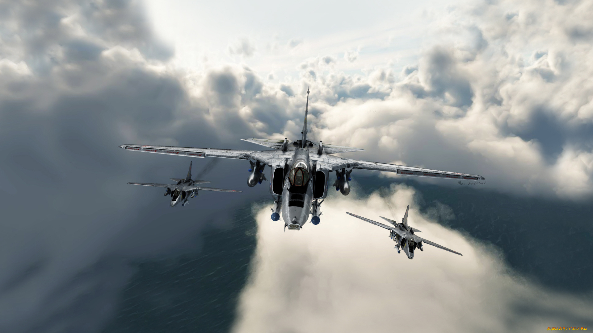 авиация, боевые, самолёты, облака