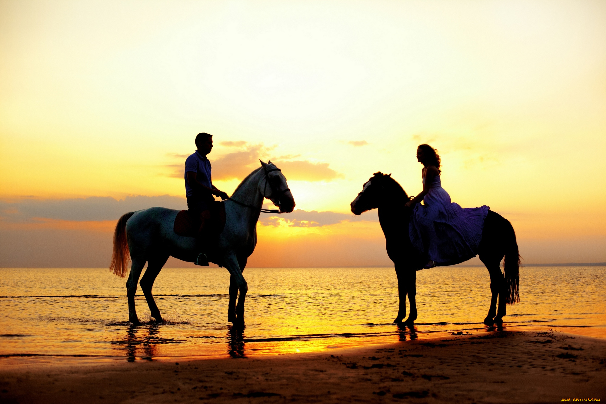 разное, мужчина, женщина, парень, закат, лето, море, езда, лошади, любовь, девушка