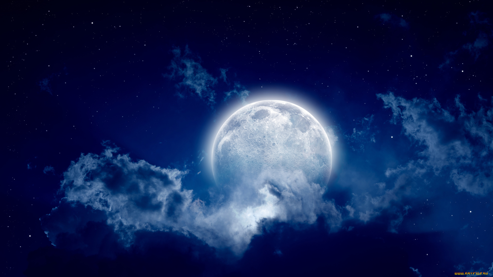 космос, луна, свет, тучи, полнолуние, пейзаж, звёзды, ночь, облака
