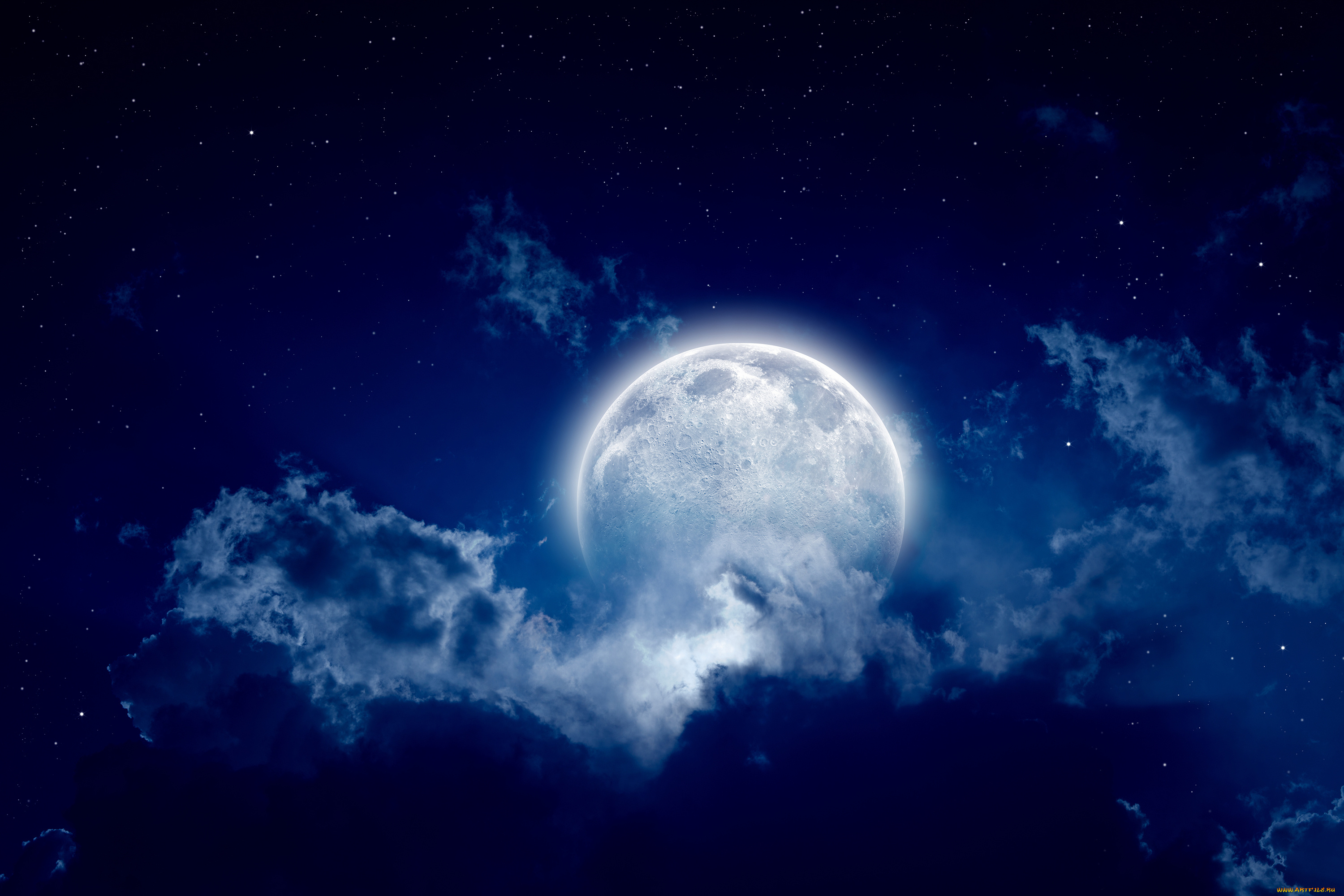 космос, луна, свет, тучи, полнолуние, пейзаж, звёзды, ночь, облака