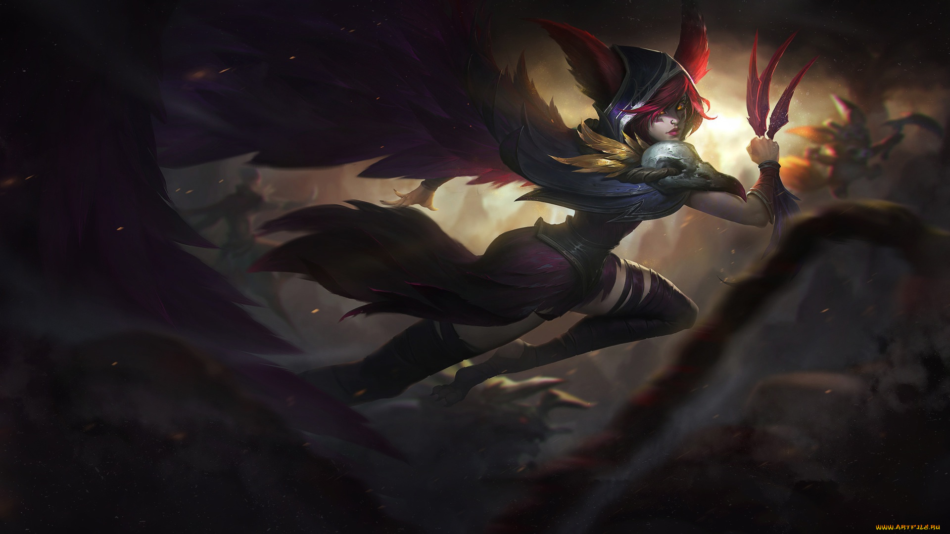 видео, игры, league, of, legends, xayah, крыло, перья