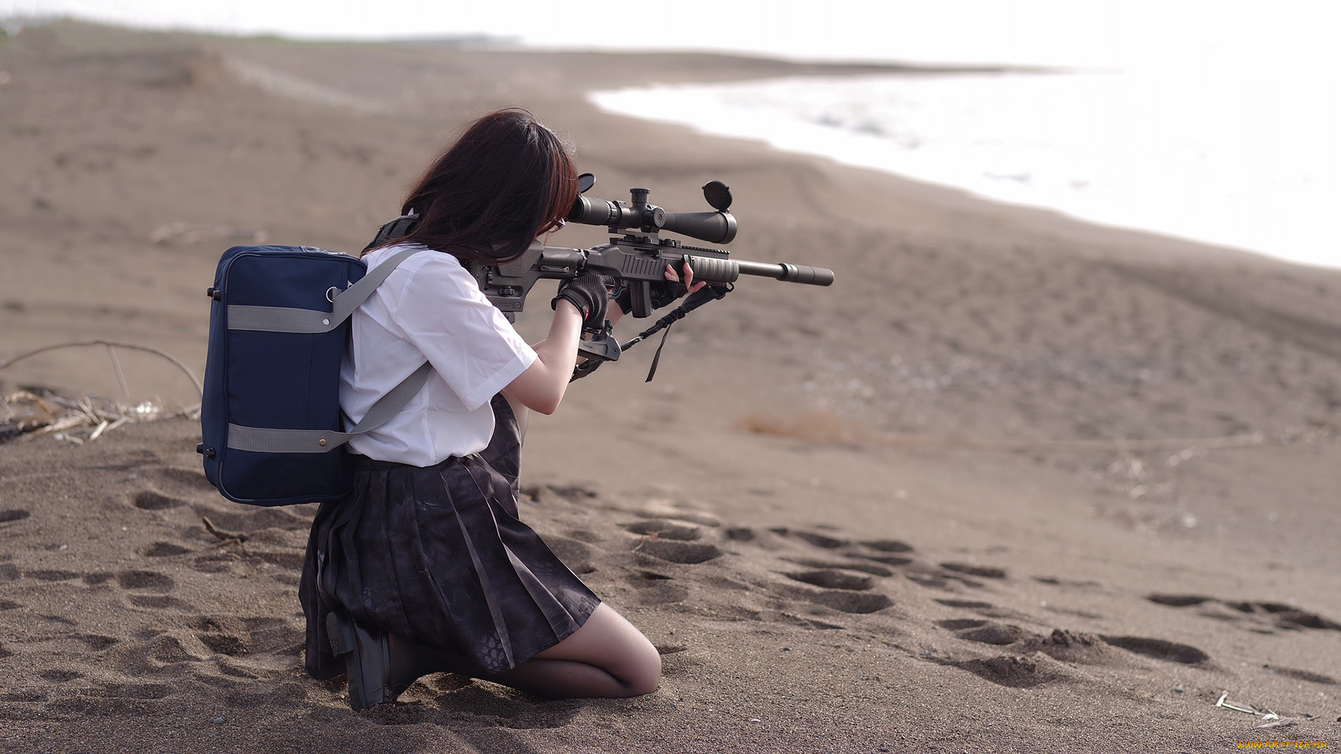 девушки, -, девушки, с, оружием, японская, школьница