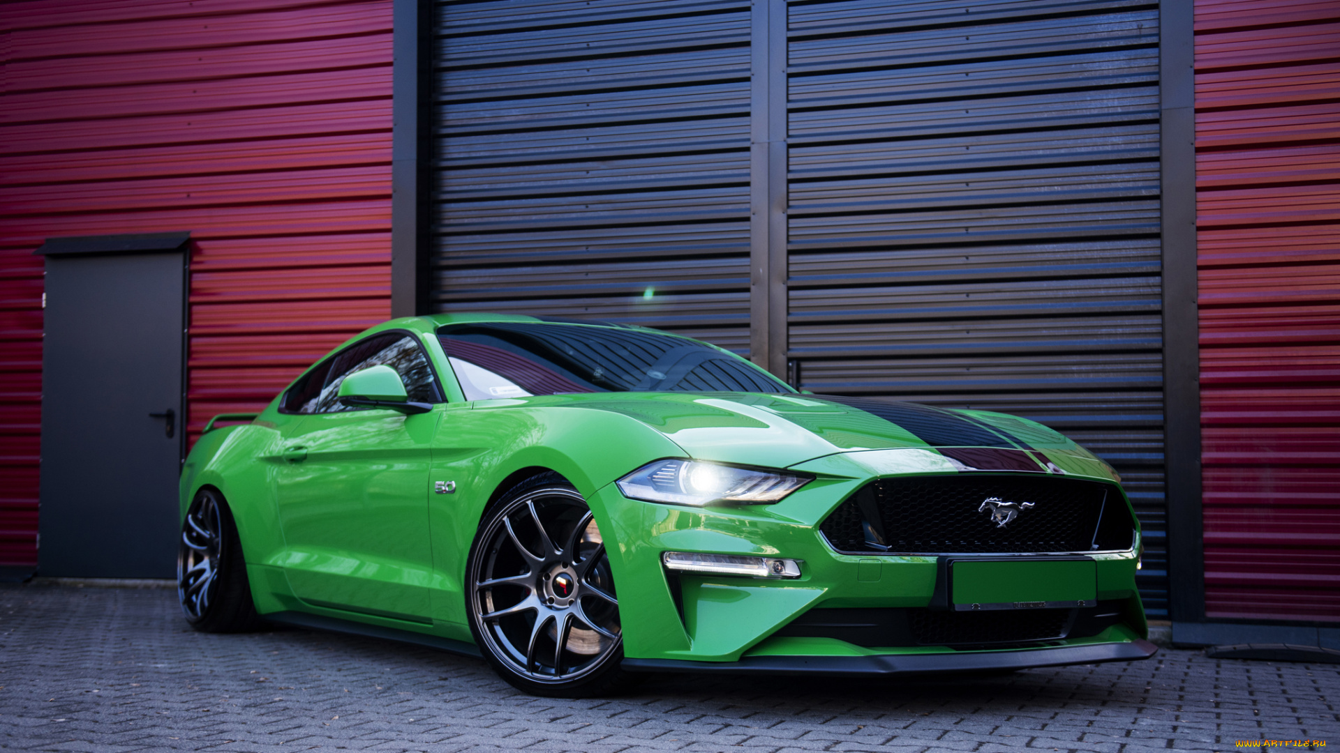 ford, mustang, green, автомобили, ford, mustang, green, stance, muscle, car