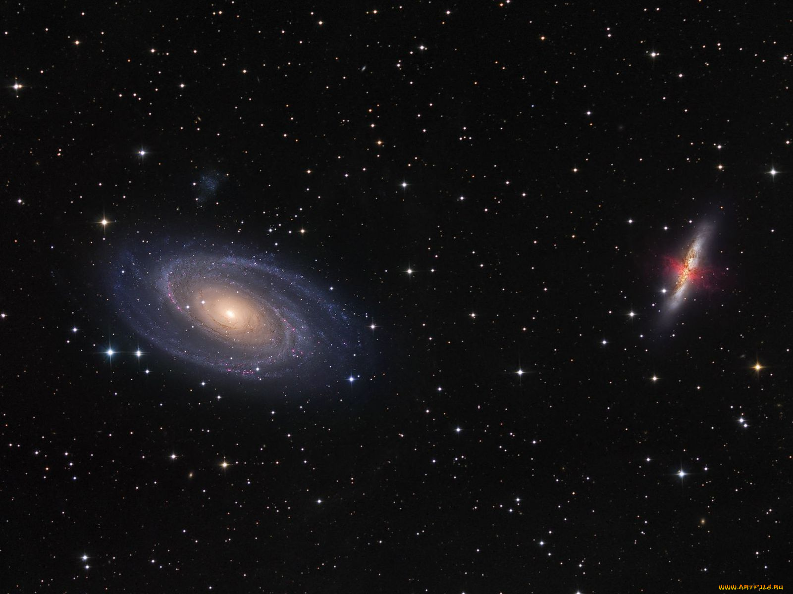 m81, против, m82, космос, галактики, туманности