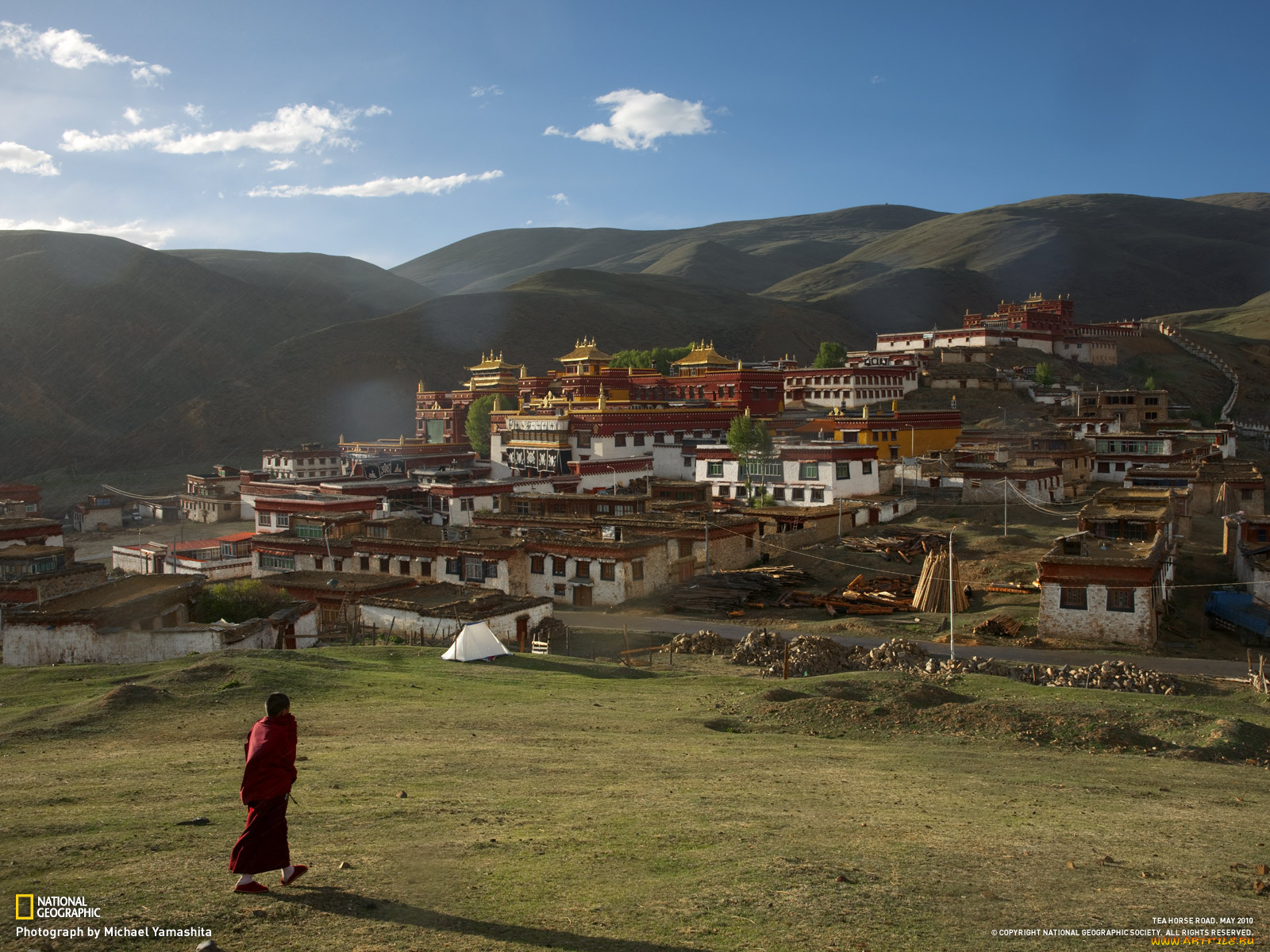 litang, monastery, hall, sichuan, china, города, буддистские, другие, храмы