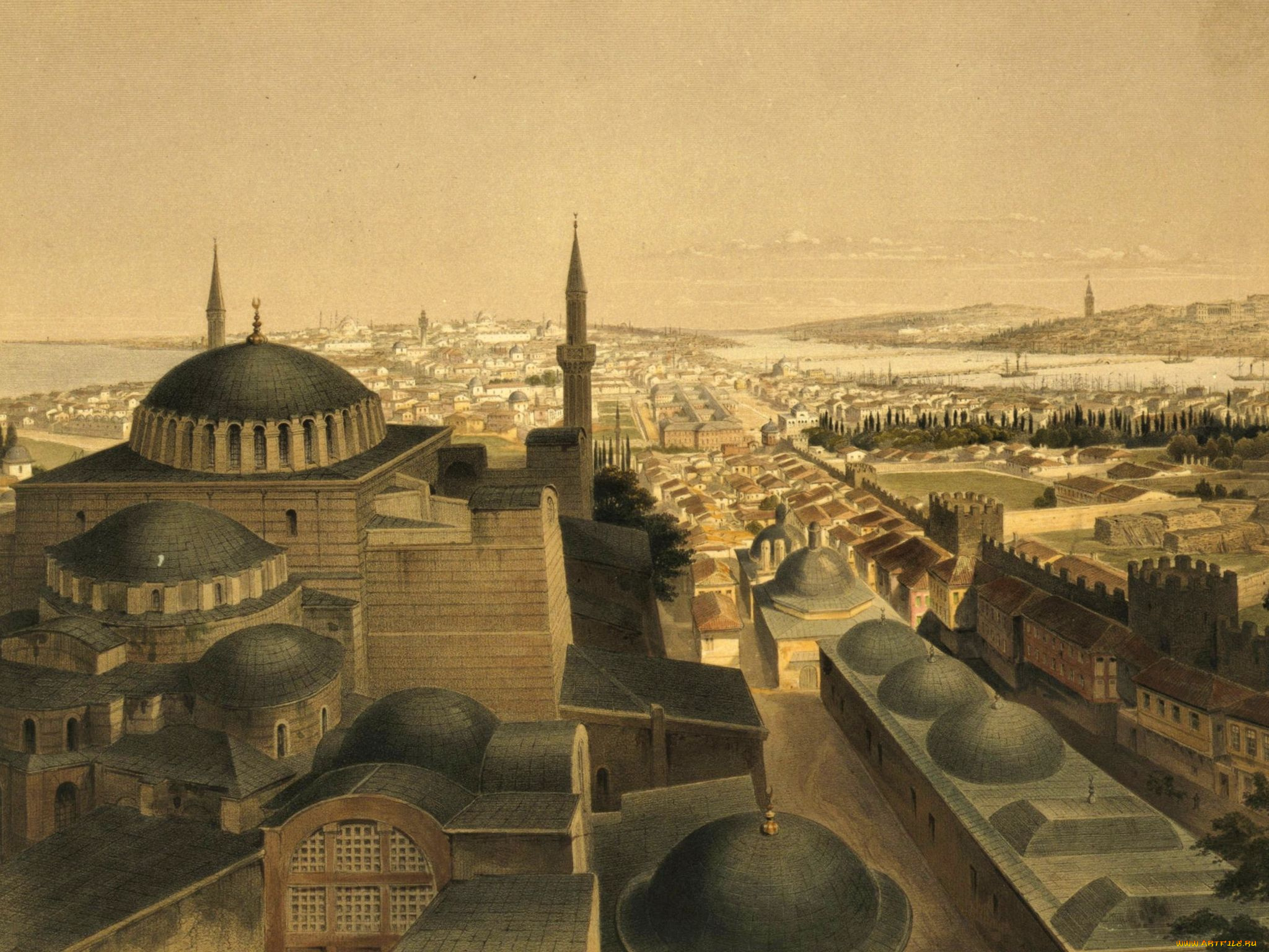 hagia, sophia, рисованные, живопись