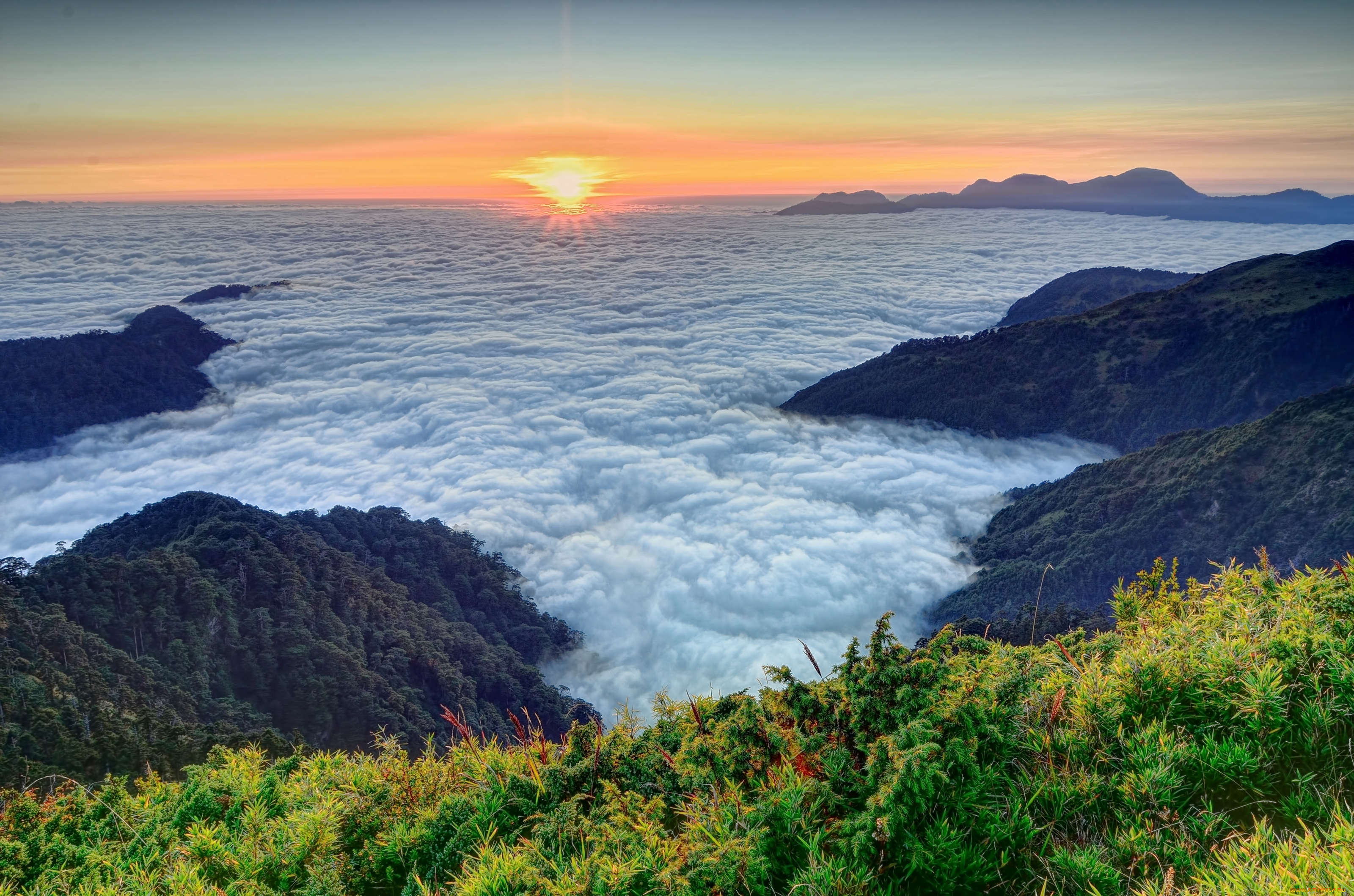 hehuanshan, taiwan, природа, горы, hehuan, mountain, тайвань, закат, облака