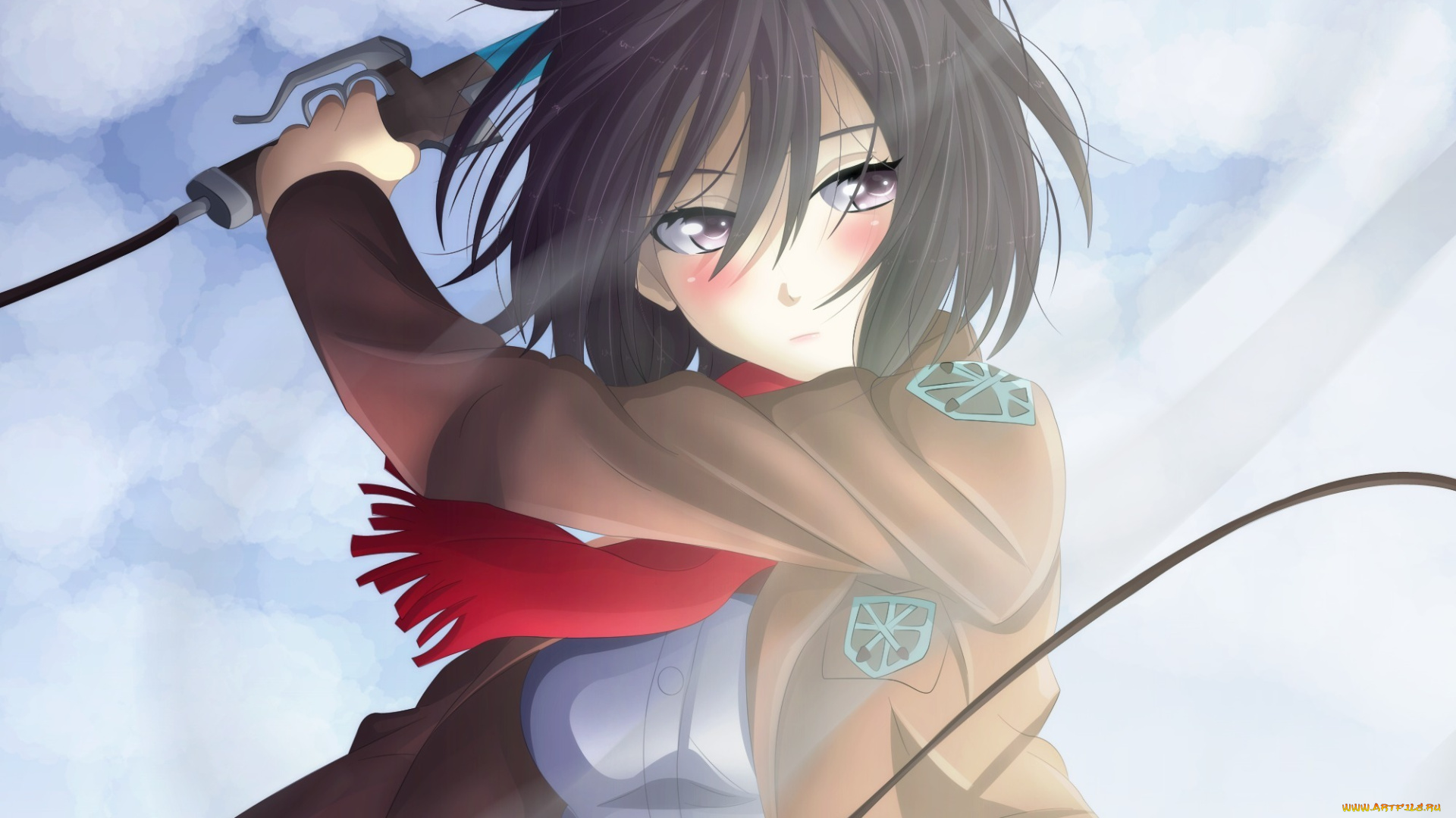 Скачать обои аниме, shingeki, no, kyojin, вторжение, гигантов, меч, оружие,девушка, mikasa, ackerman, shingeki, no, kyojin из раздела Аниме, вразрешении 1920x1080