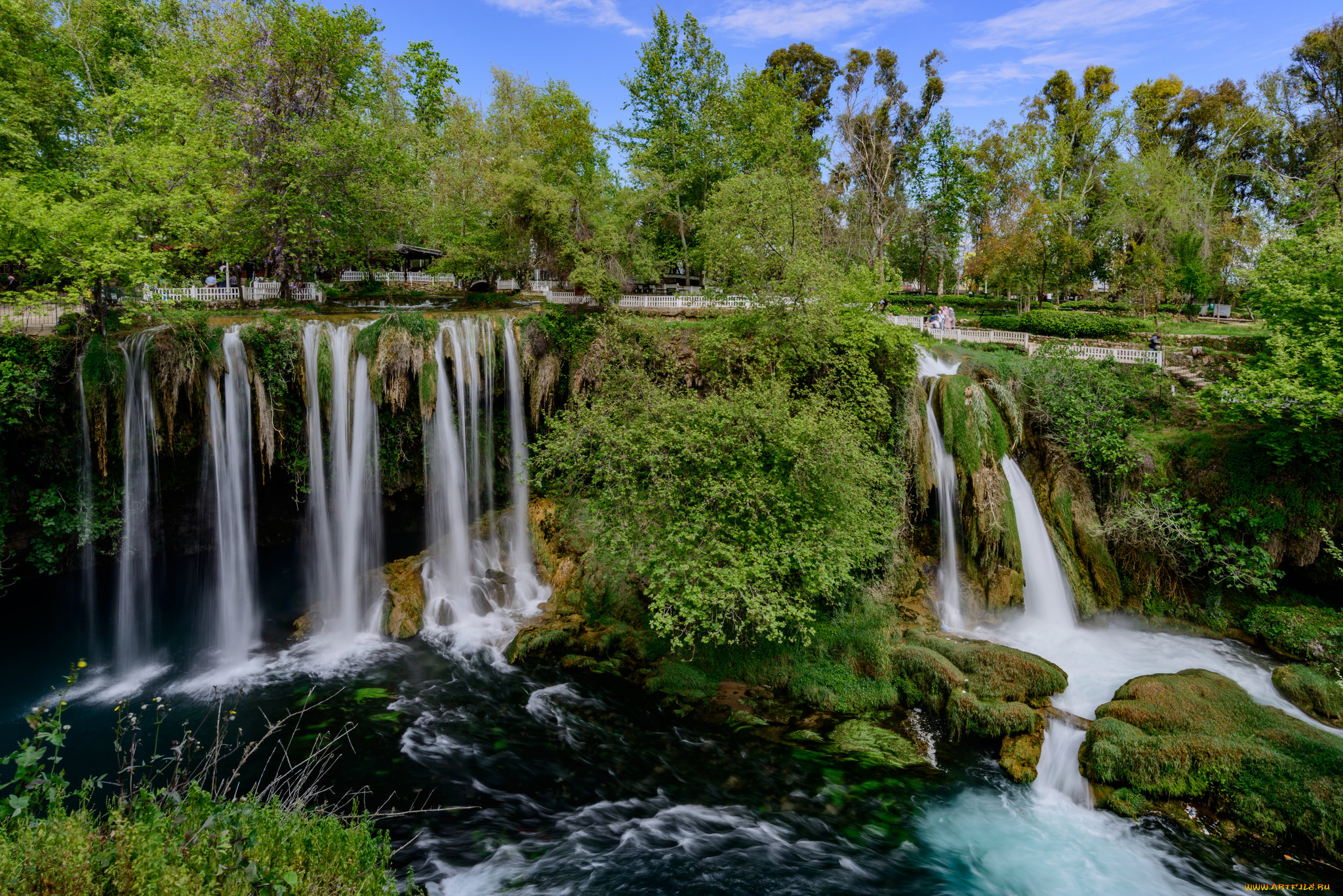 природа, водопады, водопад, река, лес