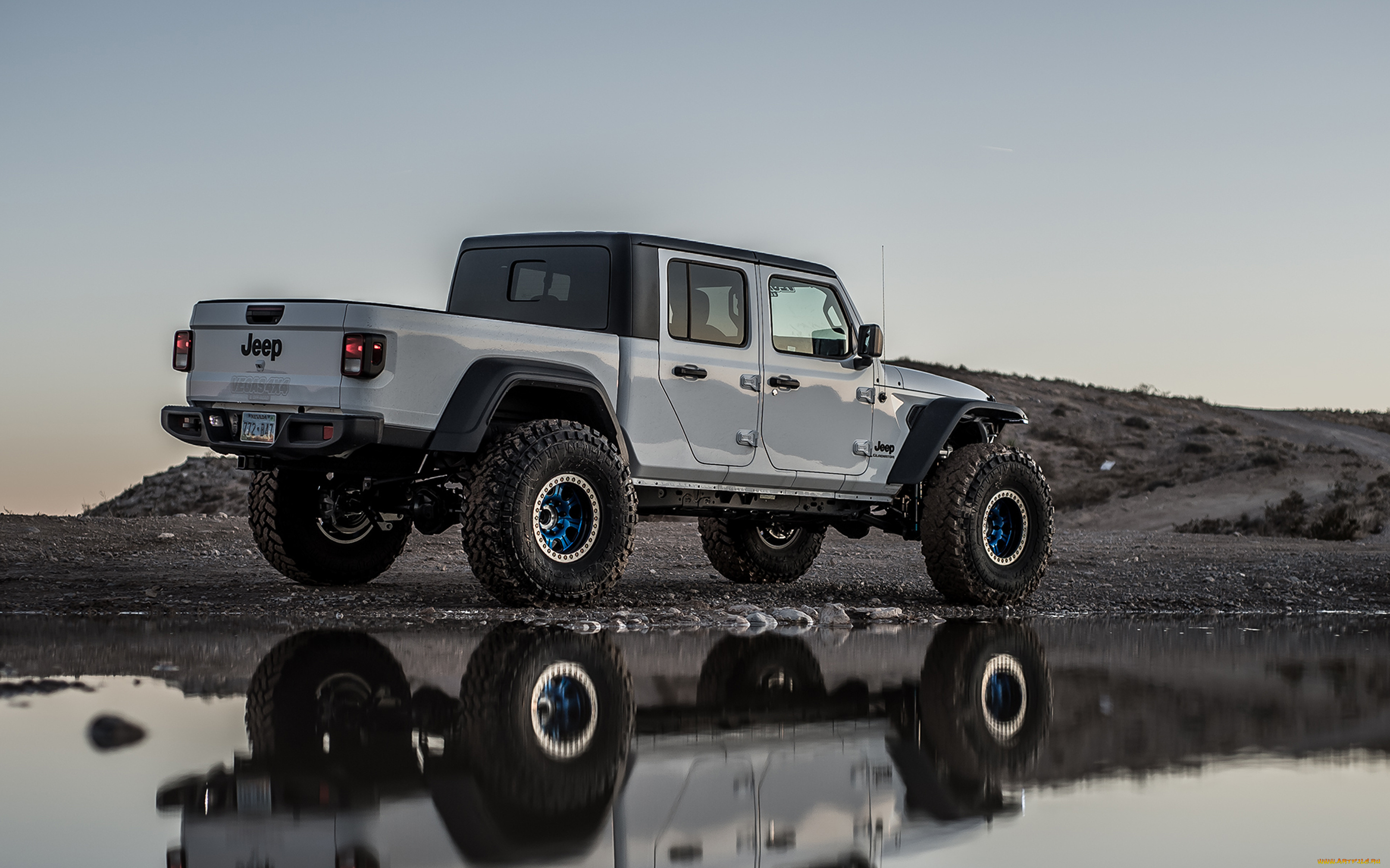 2020, jeep, gladiator, , vegas4x4, автомобили, jeep, 2020, gladiator, vegas4x4, вид, сзади, внедорожник, новый, белый, тюнинг, американские