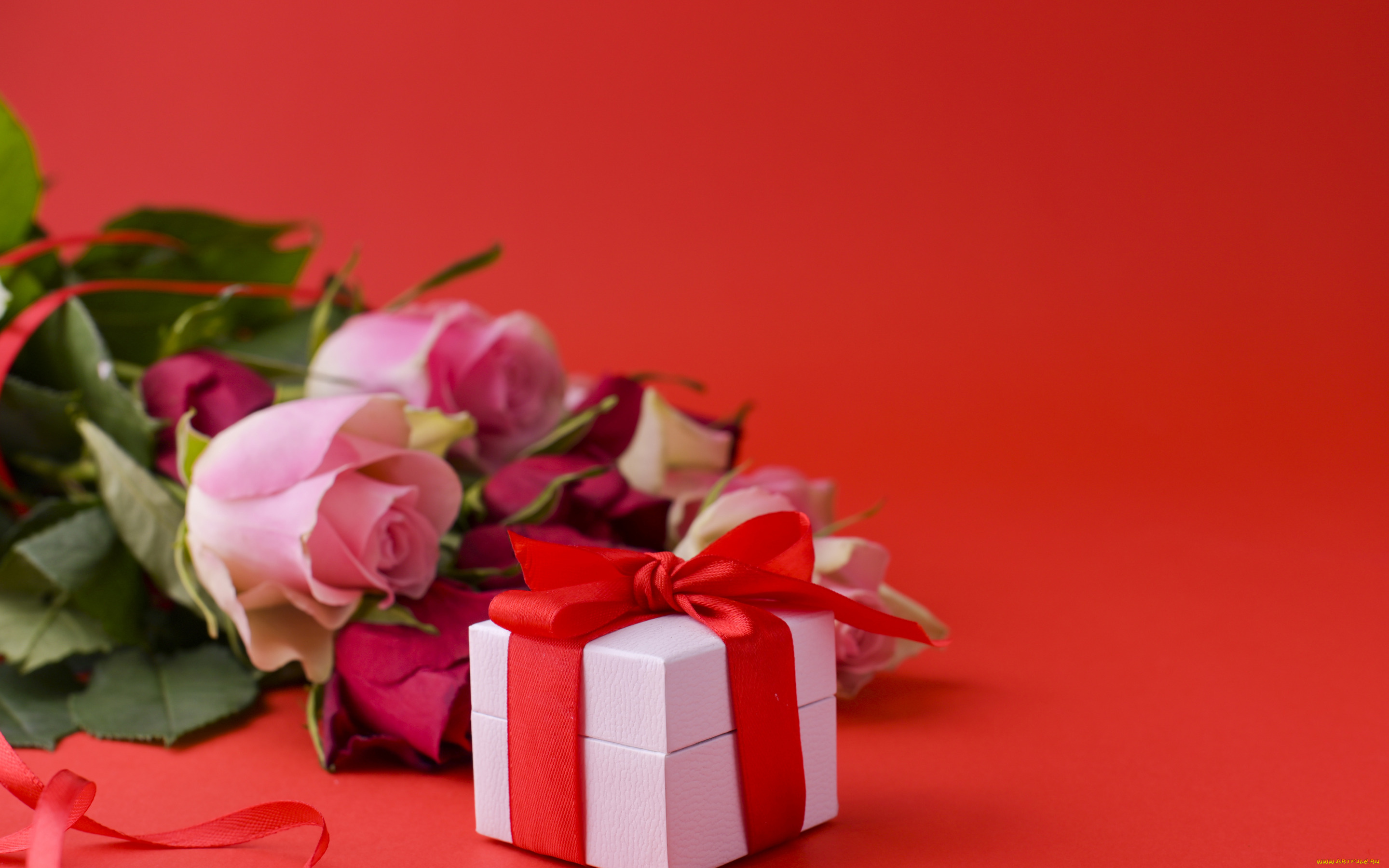 праздничные, подарки, и, коробочки, день, рождения, подарок, розы