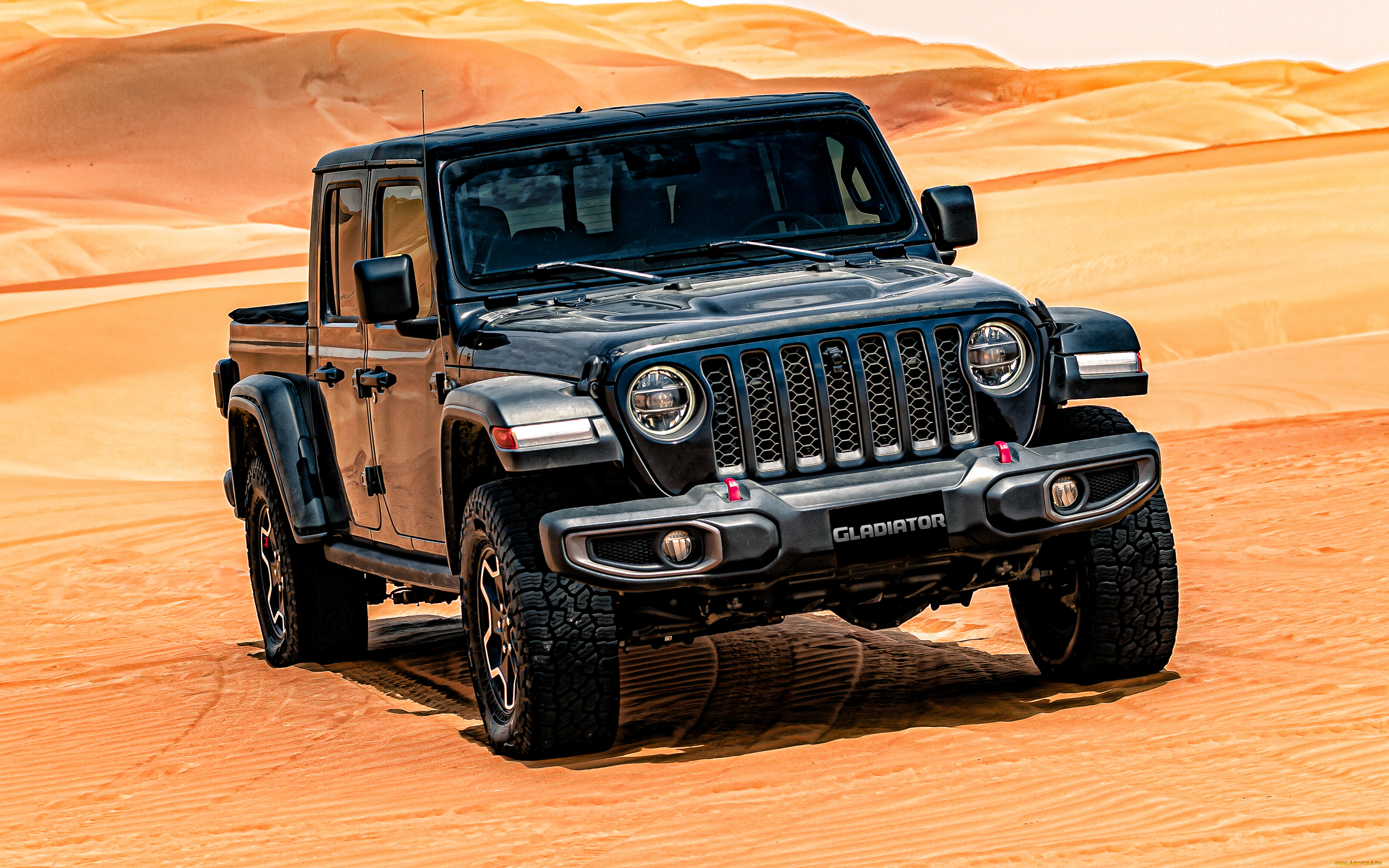 2020, jeep, gladiator, автомобили, jeep, gladiator, 2020, вид, спереди, экстерьер, внедорожник, новый, черный, пустыня, американские