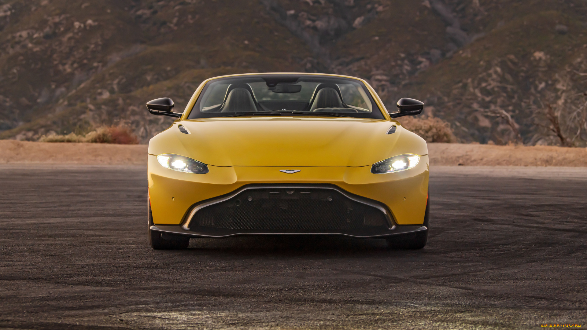 aston, martin, vantage, roadster, автомобили, aston, martin, желтый, кабриолет, горы