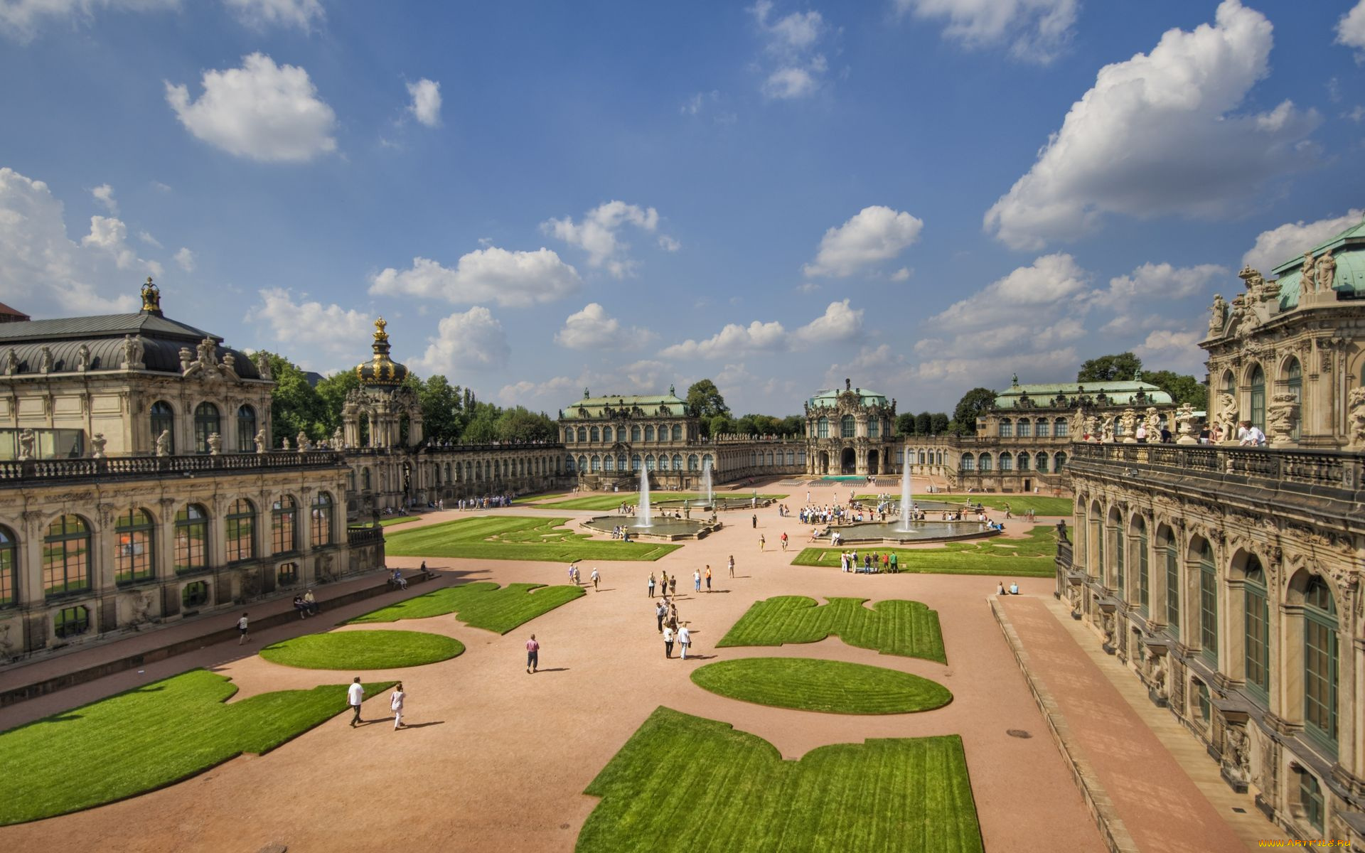 zwinger, palace, in, dresden, города, дрезден, германия