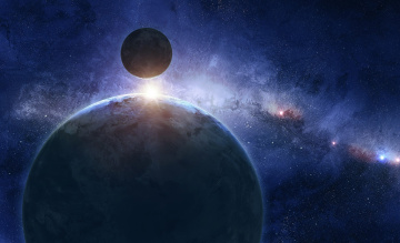 Картинка космос арт туманность звезды спутник планета