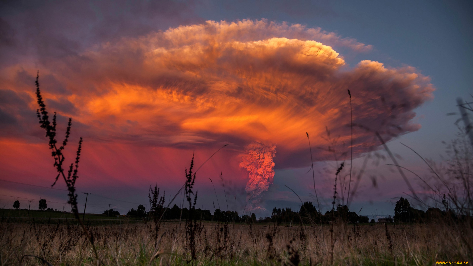 природа, стихия, извержение, вулкан, calbuco