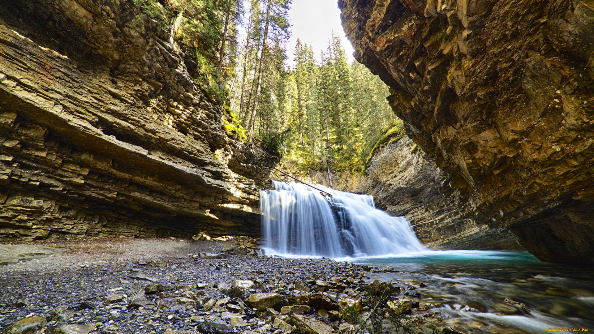 природа, водопады, водопад, река, лес