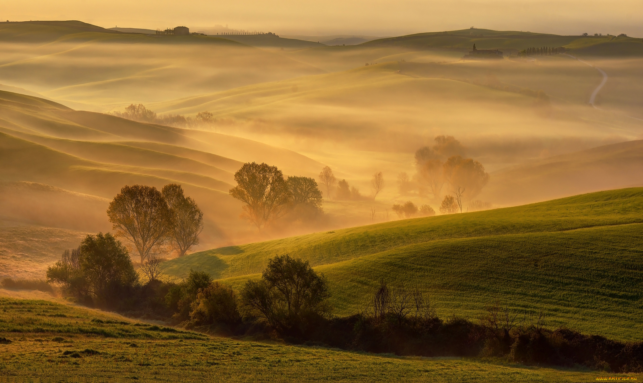 April morning. Тоскана Италия. Тоскана Италия утро. Тоскана Италия туман. Тоскана холмы туман.