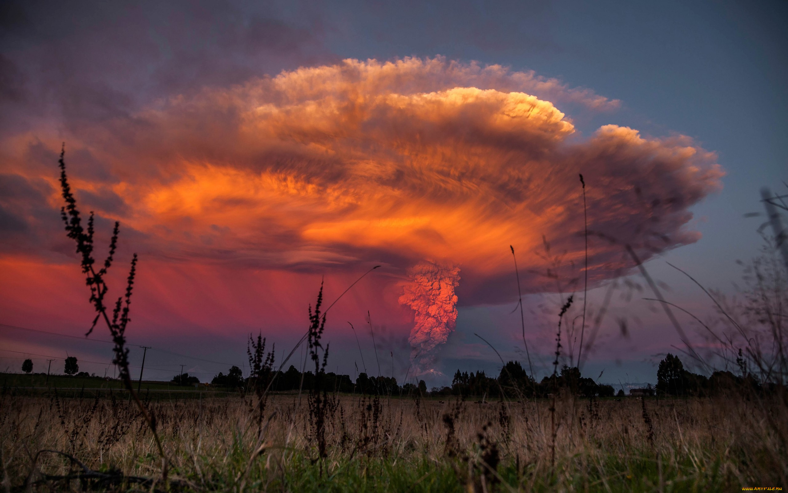 природа, стихия, извержение, вулкан, calbuco