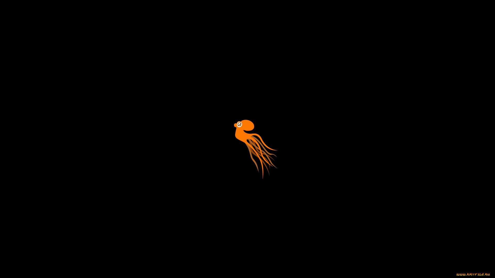 рисованное, минимализм, оранжевый, фигура, осьминог