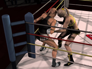 Картинка 3д+графика спорт+ sport бокс ринг взгляд девушки фон