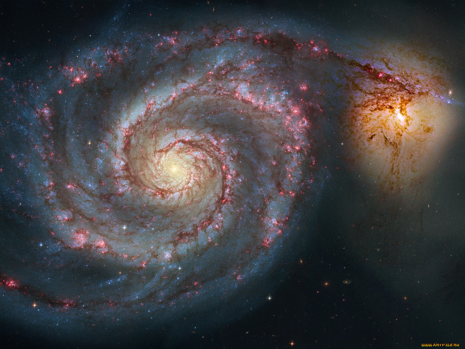 м51, космос, галактики, туманности