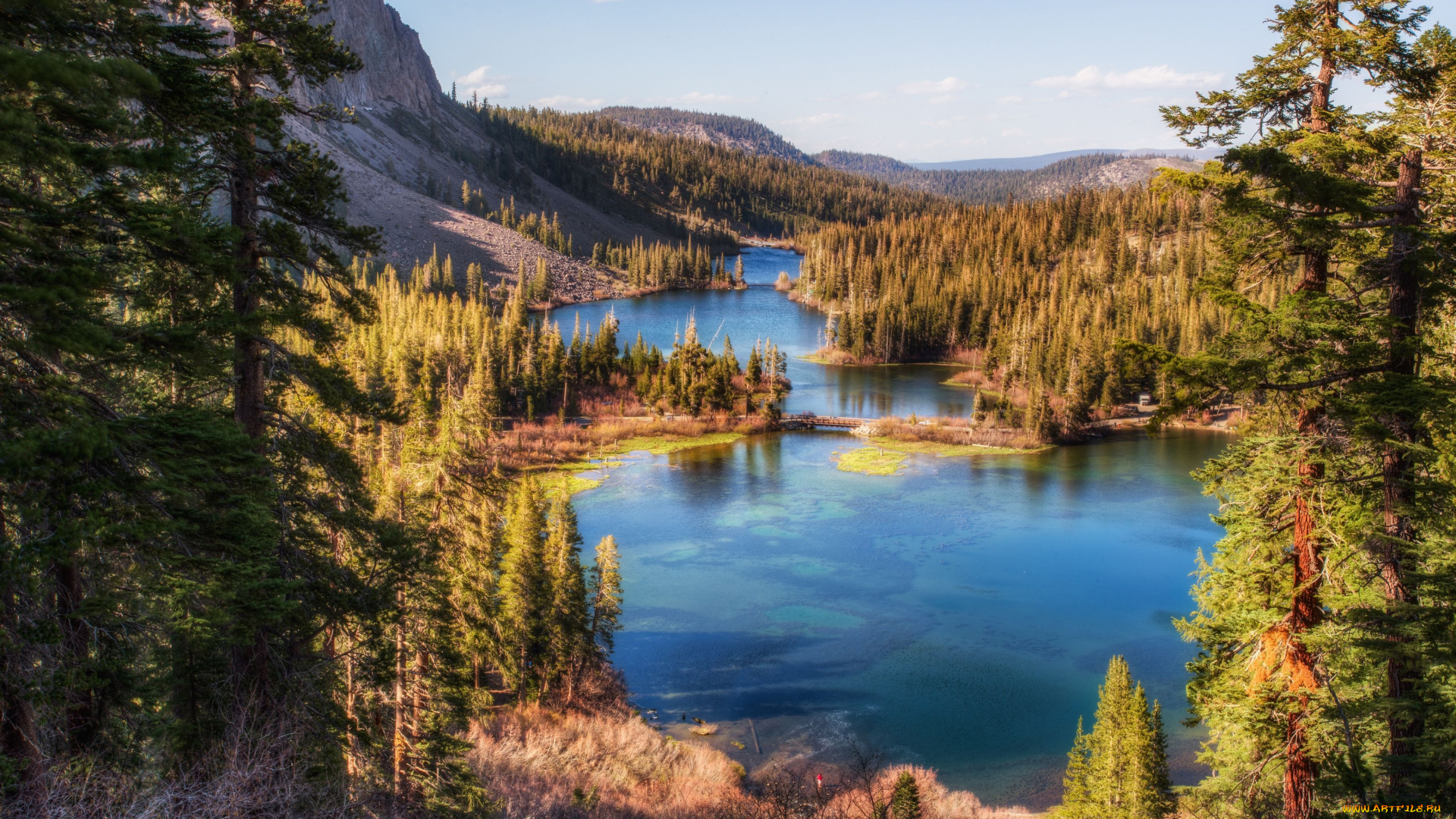 twin, lakes, california, природа, реки, озера, калифорния, озёра, горы, лес, деревья, пейзаж