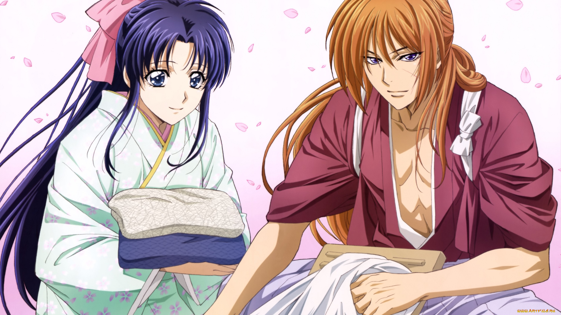 аниме, rurouni, kenshin, парень, девушка